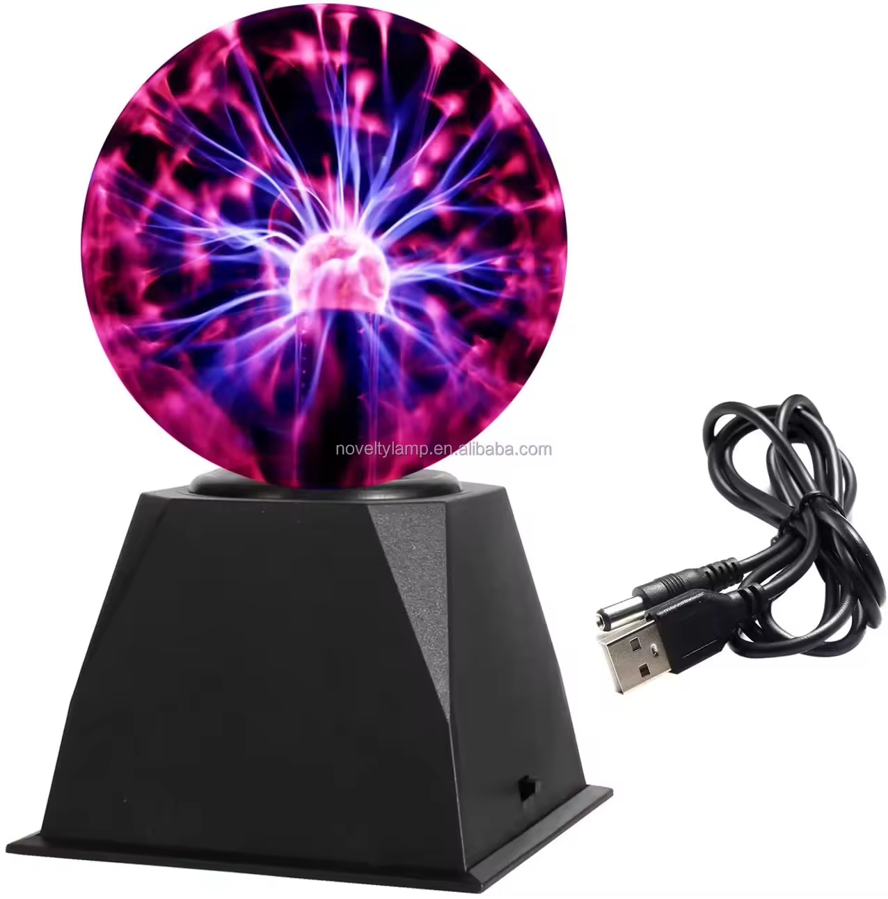 A plasma lamp creates a spellbinding display: vibrant, lightning-like arcs dance within the globe, responding to touch, casting a mesmerizing, otherworldly glow that captivates and amazes.